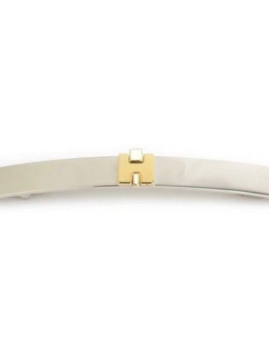 Auth HERMES Barrette Hair Clip Silver/Gold/Off White Metal/Enamel - e61535g main image 7